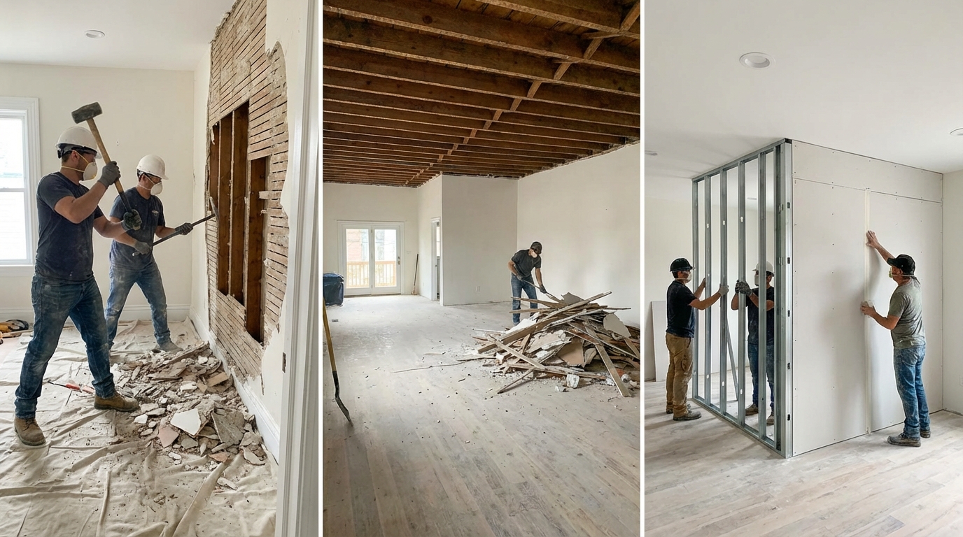 Grundrissänderung durch Wände entfernen